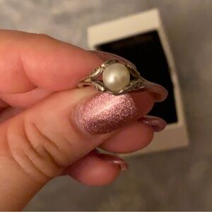 Pandora Silver Ring with Pearl Accent